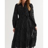 image:imageRVivimos Womens Fall Chiffon Jacquard Button Down Midi DressBlack