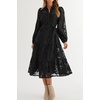 image:imageRVivimos Womens Fall Chiffon Jacquard Button Down Midi DressBlack