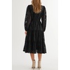 image:imageRVivimos Womens Fall Chiffon Jacquard Button Down Midi DressBlack