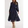image:imageRVivimos Womens Fall Chiffon Jacquard Button Down Midi DressNavy Blue