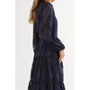 image:imageRVivimos Womens Fall Chiffon Jacquard Button Down Midi DressNavy Blue