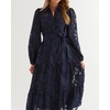 image:imageRVivimos Womens Fall Chiffon Jacquard Button Down Midi DressNavy Blue
