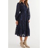 image:imageRVivimos Womens Fall Chiffon Jacquard Button Down Midi DressNavy Blue