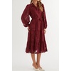 image:imageRVivimos Womens Fall Chiffon Jacquard Button Down Midi DressWine Red