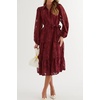 image:imageRVivimos Womens Fall Chiffon Jacquard Button Down Midi DressWine Red