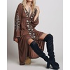image:imageRVivimos Womens Floral Embroidered High Low Long DressesRed Brown