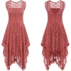 image:imageRVivimos Womens Lace Long Dress with Slip Two PiecesCoral Pink
