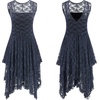 image:imageRVivimos Womens Lace Long Dress with Slip Two PiecesNavy Blue