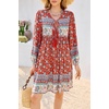 image:imageRVivimos Womens Long Sleeve Floral Print Tunic Mini DressAurorared