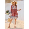 image:imageRVivimos Womens Long Sleeve Floral Print Tunic Mini DressAurorared