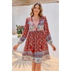 image:imageRVivimos Womens Long Sleeve Floral Print Tunic Mini DressAurorared