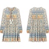 image:imageRVivimos Womens Long Sleeve Floral Print Tunic Mini DressBeige1