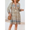 image:imageRVivimos Womens Long Sleeve Floral Print Tunic Mini DressBeige1