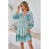 image:imageRVivimos Womens Long Sleeve Floral Print Tunic Mini DressBlueturquoise