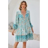 image:imageRVivimos Womens Long Sleeve Floral Print Tunic Mini DressBlueturquoise