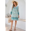 image:imageRVivimos Womens Long Sleeve Floral Print Tunic Mini DressBlueturquoise