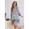image:imageRVivimos Womens Long Sleeve Floral Print Tunic Mini DressCadetblue