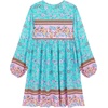 image:imageRVivimos Womens Long Sleeve Floral Print Tunic Mini DressDark Skyblue