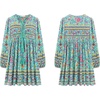 image:imageRVivimos Womens Long Sleeve Floral Print Tunic Mini DressGreen