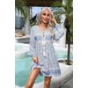 image:imageRVivimos Womens Long Sleeve Floral Print Tunic Mini DressLightblue