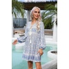 image:imageRVivimos Womens Long Sleeve Floral Print Tunic Mini DressLightblue