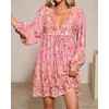 image:imageRVivimos Womens Long Sleeve Floral Print Tunic Mini DressLightpink2