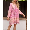 image:imageRVivimos Womens Long Sleeve Floral Print Tunic Mini DressLightpink2