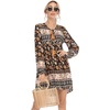 image:imageRVivimos Womens Long Sleeve Floral Print Tunic Mini DressMulti Black