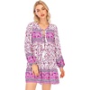 image:imageRVivimos Womens Long Sleeve Floral Print Tunic Mini DressOrchid