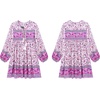 image:imageRVivimos Womens Long Sleeve Floral Print Tunic Mini DressOrchid