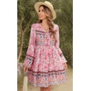 image:imageRVivimos Womens Long Sleeve Floral Print Tunic Mini DressPink1