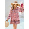 image:imageRVivimos Womens Long Sleeve Floral Print Tunic Mini DressPink1