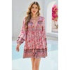 image:imageRVivimos Womens Long Sleeve Floral Print Tunic Mini DressPink1