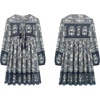 image:imageRVivimos Womens Long Sleeve Floral Print Tunic Mini DressSmoke Black
