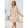 image:imageRVivimos Womens Long Sleeve Floral Print Tunic Mini DressWhite