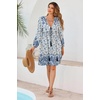 image:imageRVivimos Womens Long Sleeve Floral Print Tunic Mini DressWhiteblue2