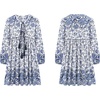 image:imageRVivimos Womens Long Sleeve Floral Print Tunic Mini DressWhiteblue2