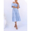 image:imageRVivimos Womens Off Shoulder Puff Sleeve ALine Midi DressBabyblue