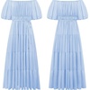 image:imageRVivimos Womens Off Shoulder Puff Sleeve ALine Midi DressBabyblue