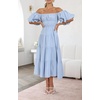 image:imageRVivimos Womens Off Shoulder Puff Sleeve ALine Midi DressBabyblue