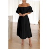 image:imageRVivimos Womens Off Shoulder Puff Sleeve ALine Midi DressBlack