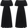 image:imageRVivimos Womens Off Shoulder Puff Sleeve ALine Midi DressBlack