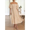 image:imageRVivimos Womens Off Shoulder Puff Sleeve ALine Midi DressChampagne