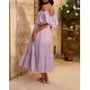 image:imageRVivimos Womens Off Shoulder Puff Sleeve ALine Midi DressDusty Purple