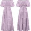 image:imageRVivimos Womens Off Shoulder Puff Sleeve ALine Midi DressDusty Purple