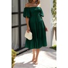 image:imageRVivimos Womens Off Shoulder Puff Sleeve ALine Midi DressEmeraldgreen
