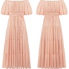 image:imageRVivimos Womens Off Shoulder Puff Sleeve ALine Midi DressPeach