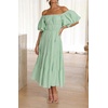 image:imageRVivimos Womens Off Shoulder Puff Sleeve ALine Midi DressSage Green