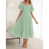 image:imageRVivimos Womens Off Shoulder Puff Sleeve ALine Midi DressSage Green