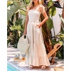 image:imageRVivimos Womens Summer Adjustable Straps Cotton Maxi Dress with PocketsBrownstripe